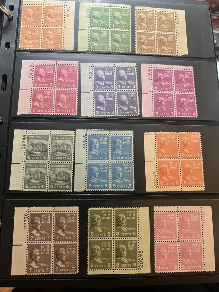 1938 -1941 US Plate blocks 38 Lot  Cents To $2.00 MNH OG - Image 1 of 4
