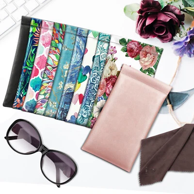 Eyeglasses Pouch with Cleaning Cloth Glasses Case Anti-Scratch Sunglasses Bag - Image 1 of 4