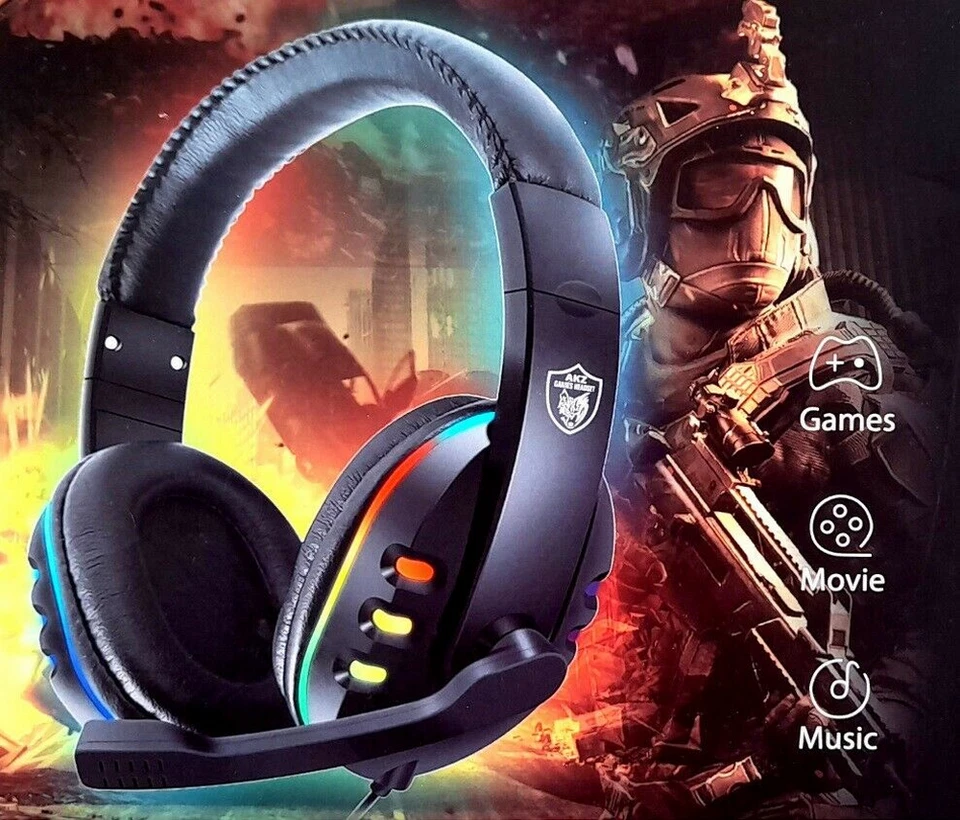 CUFFIE GAMING CON CONTROLLO VOLUME E AURICOLARE MICROFONO PER PS4 XBOX ONE PC - Immagine 1 di 4