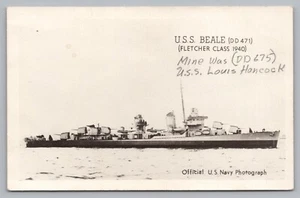 Postcard USS Beale DD-471 US Navy Fletcher Class Destroyer RPPC 1942 Unposted - Picture 1 of 2