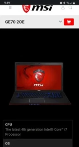 Msi Gaming Laptop. i7 quad core 2.4-3.4GHz. 16 Gb ram. NVIDIA - Picture 1 of 4