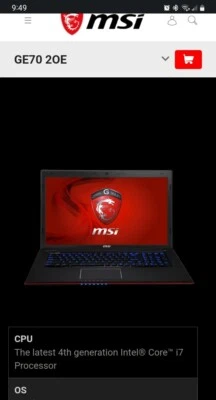 Portátil para juegos Msi. i7 quad core 2.4-3.4GHz. 16 Gb ram. NVIDIA  Foto 1 de 4