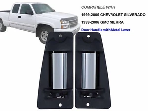 For Exterior Metal Door Handle 99 - 06 Silverado Sierra Extended Cab Rear Pair - Picture 1 of 9