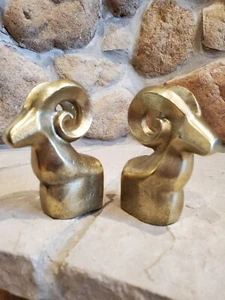 Vintage Gazelle Ram Deer Bookends Retro Mid-Century Modern 1950s Decor 5-1/2" - Picture 1 of 9