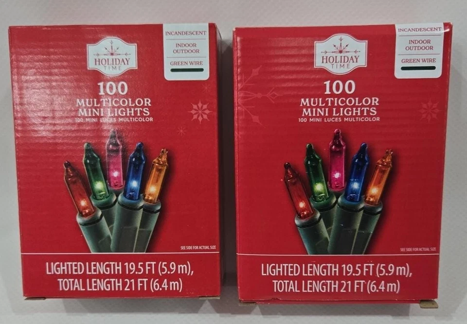 Holiday Time Incandescent Christmas String Light 21" Multicolor 100-Count 2 Pack - Image 1 of 4
