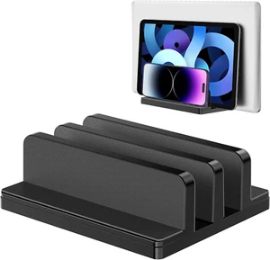Vertical Laptop Stand, Laptop Holder with Adjustable Dock, ABS Plastic Dual Slot - Picture 1 of 12