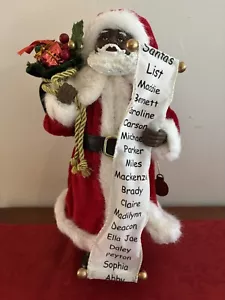 WEIHNACHTEN SCHWARZ AFROAMERIKANISCH SAMMLERSTÜCK WEIHNACHTSMANN ÜBERPRÜFT SEINE LISTE - Bild 1 von 5
