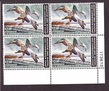 US RW49 Hunting Permit Duck Stamp Mint Plate Block of 4 VF-XF OG NH (01)