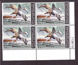 US RW49 Hunting Permit Duck Stamp Mint Plate Block of 4 VF-XF OG NH (01) - Picture 1 of 2