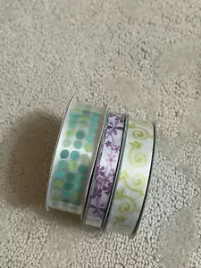 Purple Green Blue White Crafting Scrapbooking Gift Wrapping Ribbon Spools - Picture 1 of 3