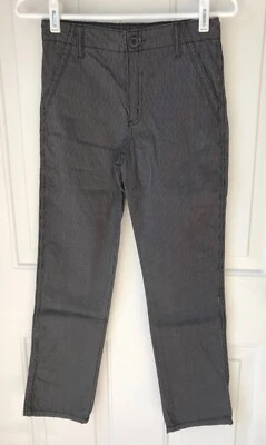 Usado en Excelente Condición Pantalones de Vestir Gymboree Negro Gris Rayas Frente Plano, Cintura Ajustable, Talla 10  Foto 1 de 4