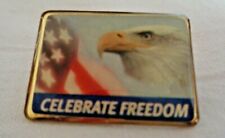Celebrate Freedom American Bald Eagle US Flag Patriotic Epoxy Tie Lapel Pin Mens