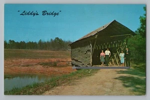 Postal cromada Cullman Alabama AL Liddy's Lake Covered Bridge Blount Co años 60 - Imagen 1 de 2
