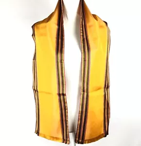 "Bufanda vintage para mujer años 60 marrón naranja dorado rojo rayas flecos mod 32"" X 9""" - Imagen 1 de 8