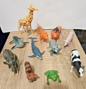 Konvolut Kunststoff Dschungel Zoo Tiere Spielzeug Figuren Tiger Elefant 11 Stck. - Bild 1 von 4