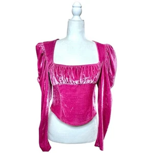 Free People Hold Me Puffärmel Samt Top Größe Medium Ren Fair Milkmaid fuchsia - Bild 1 von 12
