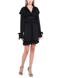 PVP €1355 DSQUARED2 Vestido Línea A Talla XS Cuentas Chenilla Ribete Puños Atados Cuello en V - Imagen 1 de 6
