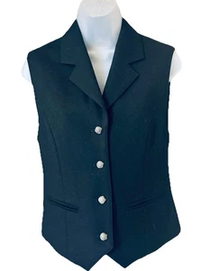 Vintage Talbots Wool Vest Womens Size 4 Black Lined Academia Preppy Equestrian - Picture 1 of 7
