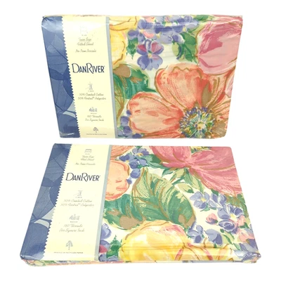 Sábanas Gemelas Dan River De Colección Planas y Ajustadas Percal Sienna Negrita Floral | Nuevas Años 90 Foto 1 de 4