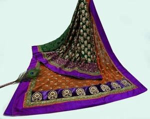 Pre-Owned Sari Net/Mesh Hand Embroidered Sabyasachi Designer Lehenga Saree dabka - Picture 1 of 19