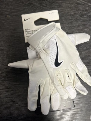 Nike Hyperdiamond Batting Gloves 2.0 White/White/White/Black YOUTH Large - Image 1 of 3