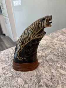 Antike & echte Büffelhornschnitzerei Tiger - sehr gut - Bild 1 von 5