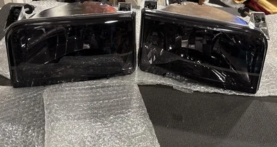 1992-1996 Ford F-150 250 350 & Bronco Headlight Headlamps , Pair Smoked Lenses. - Image 1 of 4