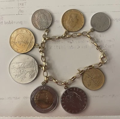 Front Page Italian Lire 18k Gold Coin Bracelet QVC Vintage In Box 2005 - Image 1 of 4