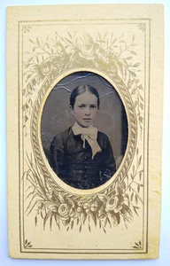 Tintype CDV Beautiful Girl by J. Caddick, Birmingham SURFACE DAMAGE - Picture 1 of 3