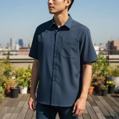 Hang Ten Men's Dark Blue Short Sleeve Button Up Shirt Size L - Image 1 of 4