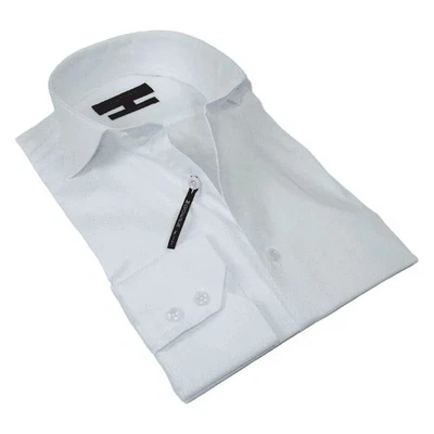 Camisa de pavo Axxess para hombre 100 % algodón egipcio cuello alto 224-03 piqué blanco Foto 1 de 4
