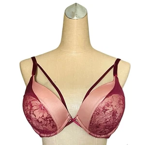 Sujetador push up Victorias Secret Bombshell superposición de encaje añadir 2 tazas 36D rosa - Imagen 1 de 10