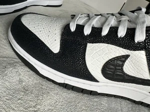 Nike Dunk Low Black/White ‘Nike By You’ ID Mens UK 10 Panda Snake Croc Exclusive - Picture 1 of 7