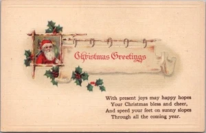 Postal vintage en relieve de Santa Claus "Saludos de Navidad" - fecha 1920 - Imagen 1 de 2
