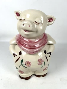 Vintage Barattolo per biscotti Shawnee Smiley Pig USA anni '40 crisantemo - Foto 1 di 8