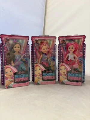 "Juego de 3 muñecas Barbie Rock 'N Royals de 4,5"" de alto princesa Chelsea Kelly Erika-Juno" Foto 1 de 4