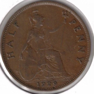 1929 Great Britain Circulated Half Penny George V & Britannia Coin! #5 - Image 1 of 2