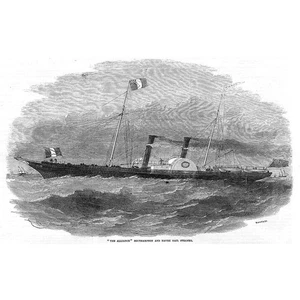 SHIPPING New Southampton and Havre Mail Packet Steam Ship - Antique Print 1855 - Picture 1 of 1