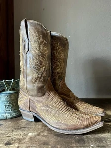 Corral Mens Brown Lizardskin Boots Size 12 D - Picture 1 of 18