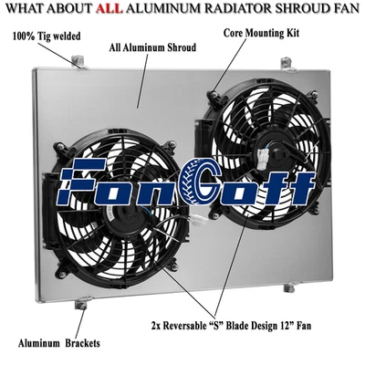 Aluminum Shroud+Electric Fan For 1985-1997 1990 Ford F150 F250 F350 Bronco 4.9L - Image 1 of 4