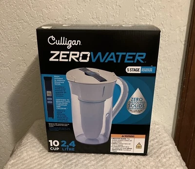 Zerowater 10 Cup Ready-Pour Round Water Pitcher Culligan 5 Stage Filter W/Meter - Image 1 of 4