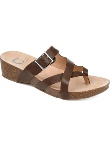JOURNEE COLLECTION Womens Brown 1/2" Platform Madrid Wedge Thong Sandals 8 - Picture 1 of 8