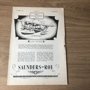 SAIR52 ZEITSCHRIFTENWERBUNG 11X8 SAUNDERS-ROE: SARO "LONDON" - Bild 1 von 1