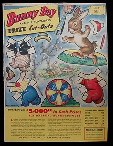 Uncut Bunny Boy and His Playmates Set No. 1, Full Page, 1938, Ill. Milo Winter - Picture 1 of 2