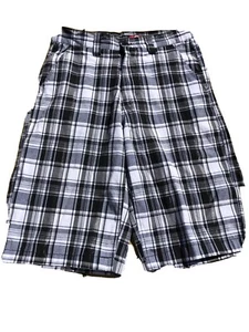 SOUTHPOLE Mens CASUAL SHORTS Size 29 White, Black & Silver Plaid - Picture 1 of 8