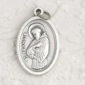 Saint St. Francis - Pray for Us - Italian Silver tone OX 1 inch Medal 0034 - Picture 1 of 4
