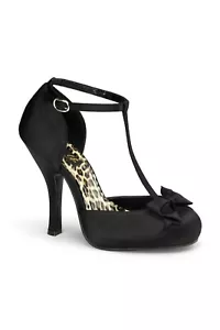 Zapato Pleaser USA CUTIEPIE-12 Negro Satinado Correa en T UK5 EN STOCK - Imagen 1 de 4