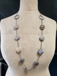 vintage gemstone jewel necklace TOURMALINE QUARTZ & SILVER - Picture 1 of 2