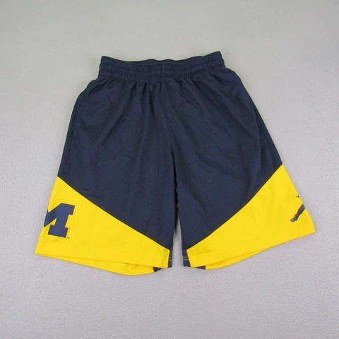 Michigan Wolverines Shorts Men Medium Bliue Gold Jordan Dri Fit Basketball Gym ^ Cover