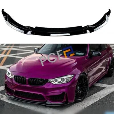 Labio de parachoques delantero negro brillante para BMW Serie 3/4 F30 F32 F36 M3 F80 M4 F82 Foto 1 de 4